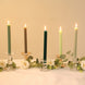 5 Pack 9inch Assorted Sage Green Premium Unscented Ribbed Wax Taper Candles