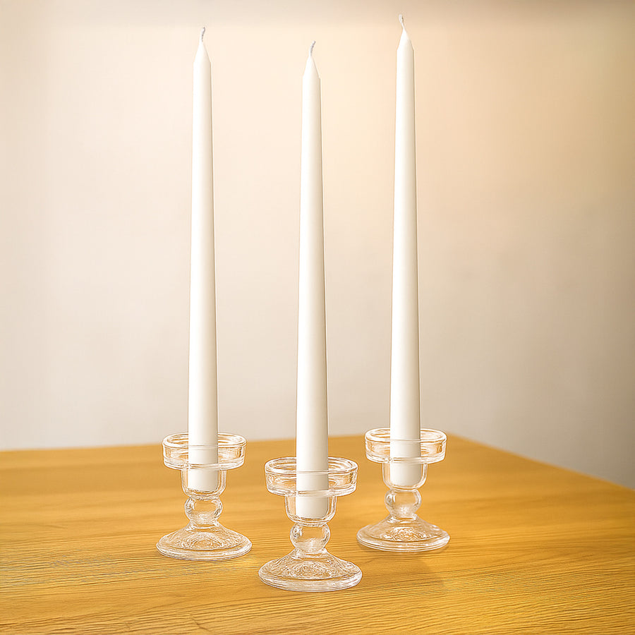 10-Pack Taper Candles Premium Wax Design White - Unscented Candles for Upscale Settings 12inch