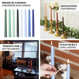 Premium tapered unscented wax candles in various colors for any occasion.