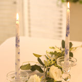 12 Pack 10inch French Toile Wax Taper Candles White and Blue Unscented Candles