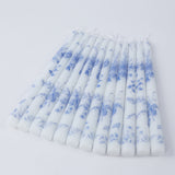 12 Pack 10inch French Toile Wax Taper Candles White and Blue Unscented Candles