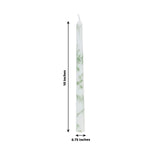 12 Pack 10inch French Toile Wax Taper Candles White and Sage Green Unscented Candles