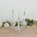 12 Pack 10inch French Toile Wax Taper Candles White and Sage Green Unscented Candles