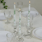 12 Pack 10inch French Toile Wax Taper Candles White and Sage Green Unscented Candles