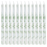 12 Pack 10inch French Toile Wax Taper Candles White and Sage Green Unscented Candles#whtbkgd