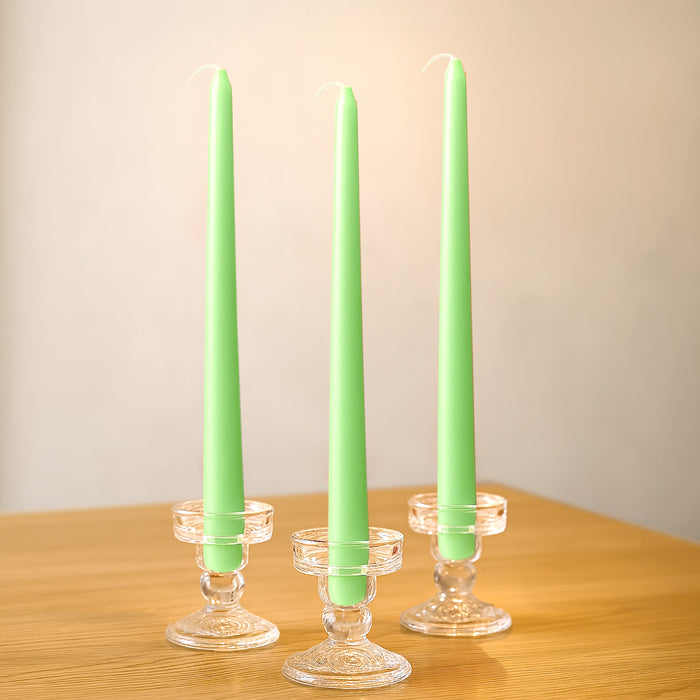 10 Pack Green 10inch Premium Wax Taper Candles, Unscented Candles