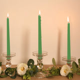 12 Pack Hunter Emerald Green Premium Wax Taper Candles, Unscented Candles - 10inch