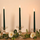 12 Pack Hunter Emerald Green Premium Wax Taper Candles, Unscented Candles - 10inch