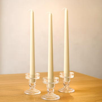 10-Pack Taper Candles Premium Wax Design Ivory - Unscented Candles for Upscale Settings 10"