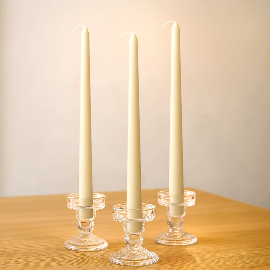 10-Pack Taper Candles Premium Wax Design Ivory - Unscented Candles