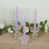 12-Pack Taper Candles Premium Wax Design Lavender Lilac - Unscented Candles for Upscale Settings