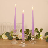 12-Pack Taper Candles Premium Wax Design Lavender Lilac - Unscented Candles for Upscale Settings