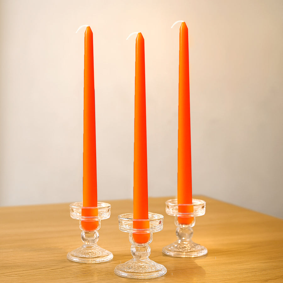 10-Pack Taper Candles Premium Wax Design Orange - Unscented Candles