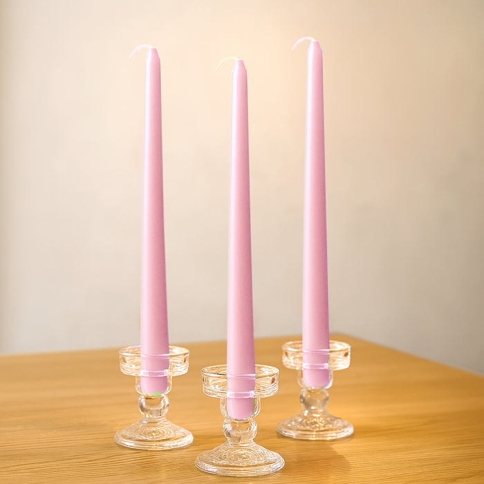 10-Pack Taper Candles Premium Wax Design Pink Unscented Candles 10\"