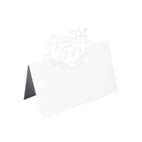 50 Pack White Wedding Table Number Cards with Laser Cut Hollow Heart Design Top