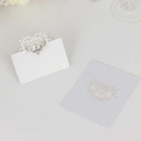 50 Pack White Wedding Table Number Cards with Laser Cut Hollow Heart Design Top