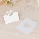 50 Pack White Wedding Table Number Cards with Laser Cut Hollow Heart Design Top