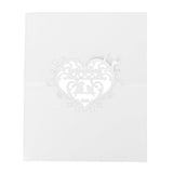 50 Pack White Wedding Table Number Cards with Laser Cut Hollow Heart Design Top