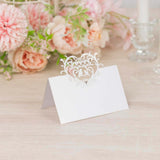 50 Pack White Wedding Table Number Cards with Laser Cut Hollow Heart Design Top