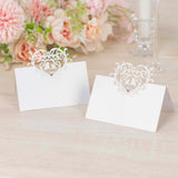 50 Pack White Wedding Table Number Cards with Laser Cut Hollow Heart Design Top