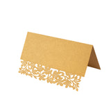 50 Pack Gold Wedding Table Number Cards with Laser Cut Leaf Vine Design, Printable