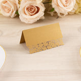 50 Pack Gold Wedding Table Number Cards with Laser Cut Leaf Vine Design, Printable