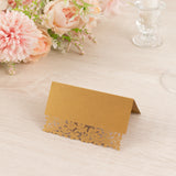 50 Pack Gold Wedding Table Number Cards with Laser Cut Leaf Vine Design, Printable