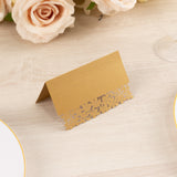 50 Pack Gold Wedding Table Number Cards with Laser Cut Leaf Vine Design, Printable