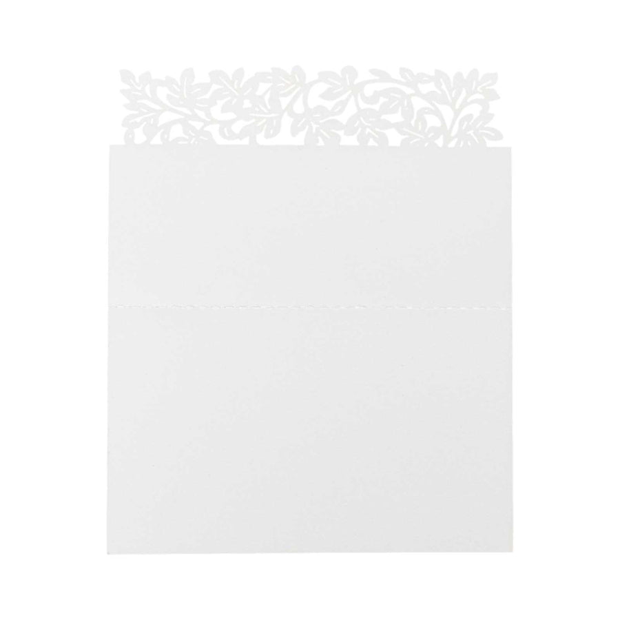 50 Pack White Wedding Table Number Cards with Laser Cut Leaf Vine Design, Printable