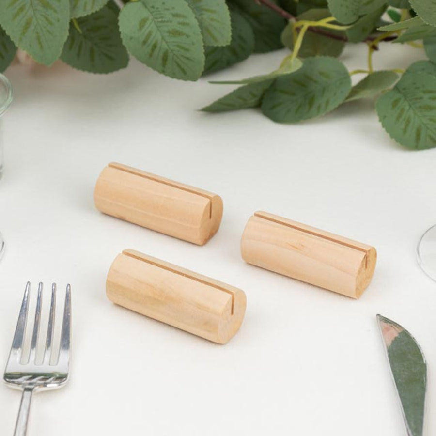 10 Pack | 2inch Natural Rustic Style Cylindrical Wooden Place Card Holders