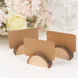 Set of 10 Semicircle Natural Wooden Place Card Holders With Brown Paper Place Cards