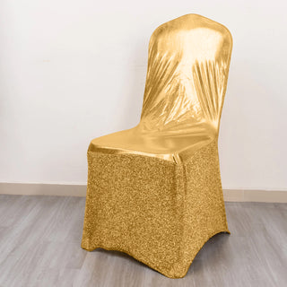 Unleash the Luxury with the Metallic Gold Banquet Chair Cover