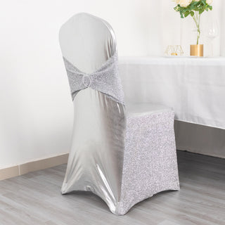 Experience Luxury with the Metallic Silver Chair Cover