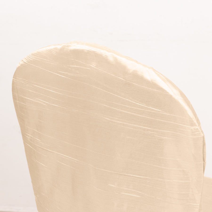 Beige Crinkle Crushed Taffeta Banquet Chair Cover, Reusable Wedding Chair Cover