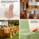 Black Crinkle Crushed Taffeta Banquet Chair Cover, Reusable Wedding Chair Cover