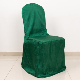 Elevate Your Event with the Hunter Emerald Green Crinkle Crushed Taffeta Banquet Chair Cover