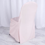10 Pack Blush Polyester Banquet Chair Cover, Reusable Stain Resistant Slip On Chair Cover