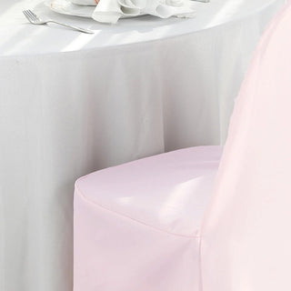 <span style="background-color:transparent;color:#000000;">Easy Care Blush Polyester Banquet Chair Covers</span>
