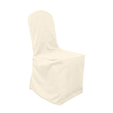 10 Pack Beige Polyester Banquet Chair Covers, Reusable Stain Resistant Slip On Chair Covers