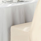 10 Pack Beige Polyester Banquet Chair Covers, Reusable Stain Resistant Slip On Chair Covers