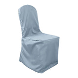 10 Pack Dusty Blue Polyester Banquet Chair Covers, Reusable Stain Resistant Slip On Chair Covers