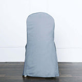 10 Pack Dusty Blue Polyester Banquet Chair Covers, Reusable Stain Resistant Slip On Chair Covers