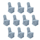 10 Pack Dusty Blue Polyester Banquet Chair Covers, Reusable Stain Resistant Slip On#whtbkgd