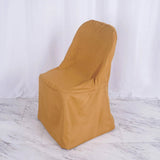 10 Pack Gold Polyester Banquet Chair Covers, Reusable Stain Resistant Slip On Chair Covers