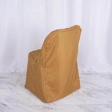 10 Pack Gold Polyester Banquet Chair Covers, Reusable Stain Resistant Slip On Chair Covers