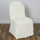 10 Pack Ivory Polyester Banquet Chair Cover, Reusable Stain Resistant Slip On Chair Cover