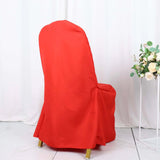 10 Pack Red Polyester Banquet Chair Covers, Reusable Stain Resistant Slip On Chair Covers