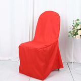 10 Pack Red Polyester Banquet Chair Covers, Reusable Stain Resistant Slip On Chair Covers