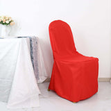 10 Pack Red Polyester Banquet Chair Covers, Reusable Stain Resistant Slip On Chair Covers