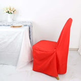 10 Pack Red Polyester Banquet Chair Covers, Reusable Stain Resistant Slip On Chair Covers